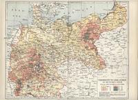 Lámina del Mapa de Judios habitantes en el Imperio Alemán en los años 1890