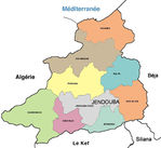Jendouba Governorate Map, Tunisia