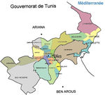 Tunis Governorate Map, Tunisia