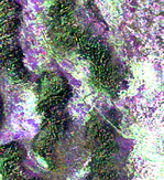 Imagen radar de ruinas de Niya, desierto de Taklamakán