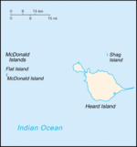 Mapa Político Pequeña Escala de las Islas Heard y McDonald, Océano Índico, Australia