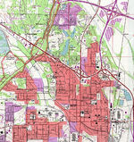 Mapa Topográfico de la Ciudad de Tupelo, Misisipi, Estados Unidos