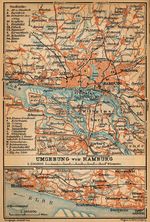 Mapa de las Cercanías de Hamburgo, Alemania 1910