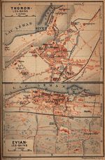 Mapas de Evian-les-Bains y Thonon-les-Bains, Francia 1914