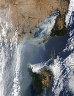 Incendios y humo en el sureste de Australia y Tasmania