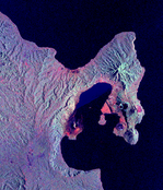 Imagen radar de volcán Rabaul, Papúa Nueva Guinea