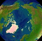 Mapa topográfico coloreado artificialmente del Ártico