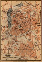 Mapa de Freiberg, Alemania 1910
