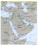Mapa Físico de Oriente Medio 2001