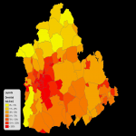 Densidad de población de la provincia de Sevilla 2008