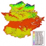 Mapa de Precipitaciones medias anuales en Extremadura