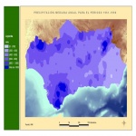 Mapa de Precipitación media anual en Andalucía