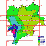 Mapa de Precipitación media anual en la Provincia de Albacete