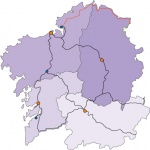 Mapa de Lineas de ferrocarril en Galicia 2006