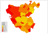 Densidad de población de la provincia de Cádiz 2008