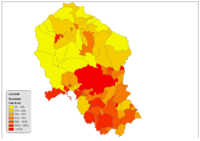 Densidad de población en la provincia de Córdoba 2008