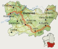 Mapa de carreteras de la Provincia de Orense