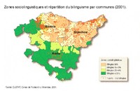 Las zonas sociolingüísticas y el bilingüismo en el País Vasco 2001