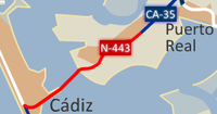 Carretera N-443 por la ciudad de Cádiz 2008