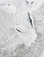 Satellite Image, Photo of James Bay in Spring, Canada