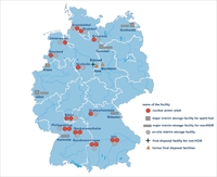 Mapa General de La energía nuclear en La República de  Alemania