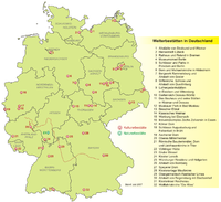Lámina del Mapa General del Patrimonio de la Humanidad en La República de Alemania en el año 2007