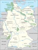 Lámina del mapa general de las Reservas de la Biosfera en en el país de Alemania (Imagen data del año 2008)