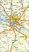 Mapa General de Carreteras de acceso a la ciudad de Hamburgo