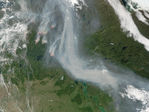 Incendio forestal y humo en Saskatchewan y Manitoba, Canadá