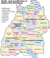 Mapa politico de Baden-Wurtemberg 2008 Alemania