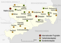 Mapa de Aeropuertos y aeródromos en Sajonia 2007