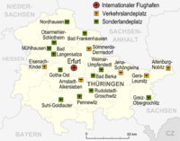 Mapa de Aeropuertos y aeródromos en Turingia Alemania 2007