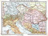 Mapa de La monarquía austro-húngara y Suiza 1899