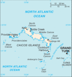 Mapa Político Pequeña Escala de Islas Turcos y Caicos