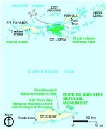 Mapa de la Región del Monumento Nacional de Buck Island Arrecife, Islas Vírgenes, Estados Unidos