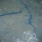 Imagen, Foto Satelite de los Reservoirs Ilha Solteira y Jupia, Brasil