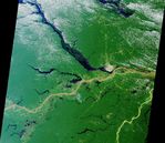 Imagen, Foto Satelite de la Convergencia (Rios Solimoes y Negro), Rio Amazonas, Brasil