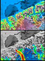 Imagen radar del glaciar San Rafael, Chile