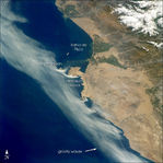 Imagen, Foto Satelite del Area de Pisco, Peninsula Paracas Isla Sangayan, Peru