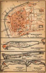 Mapa de las Islas de Norderney, Juist y Langeoog, Alemania 1910