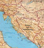 Mapa Físico de Eslovenia, Croacia, Bosnia y Herzegovina