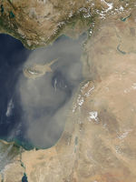 Tormenta de polvareda encima de Chipre