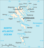 Mapa Político Pequeña Escala de las Islas Feroe, Dinamarca