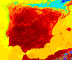 Imagen térmica de España y Portugal, 1 de julio de 2004