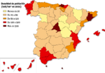 Densidad de población en España 2001