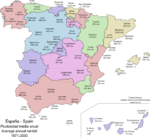 Pluviosidad media anual por ciudades de España 1971-2000