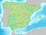 Mapa físico y hidrográfico mudo de España