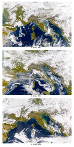 Contaminación atmosférica encima de la llanura de Lombardía