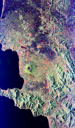 Imagen radar del Vesubio, Italia