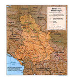 Mapa de Relieve Sombreado de Serbia y Montenegro